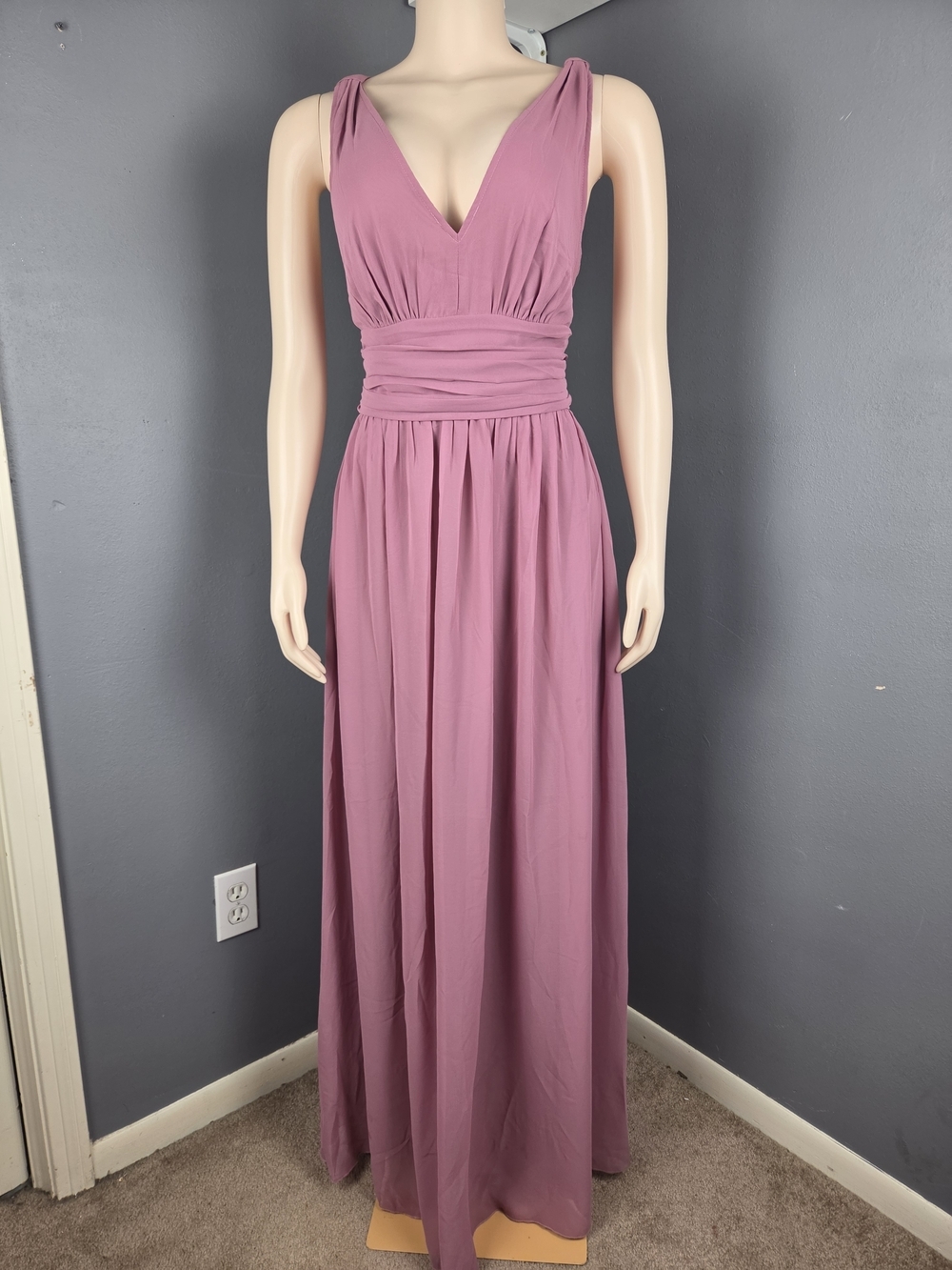 Ever Pretty Dusty Rose Sleeveless V-Neck Maxi Gown